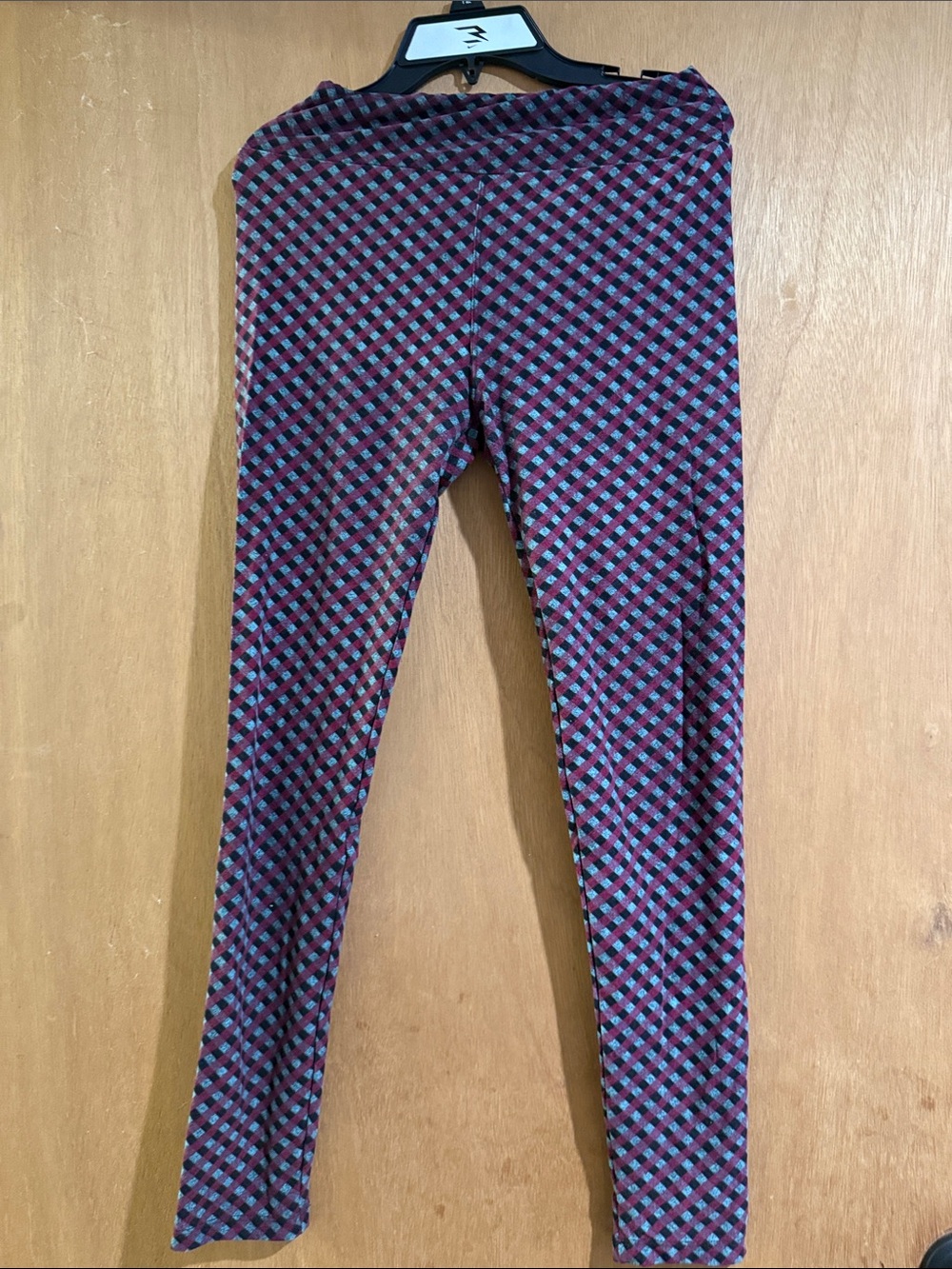 LuLaRoe Purple and Teal Checkered Stretch Leggings